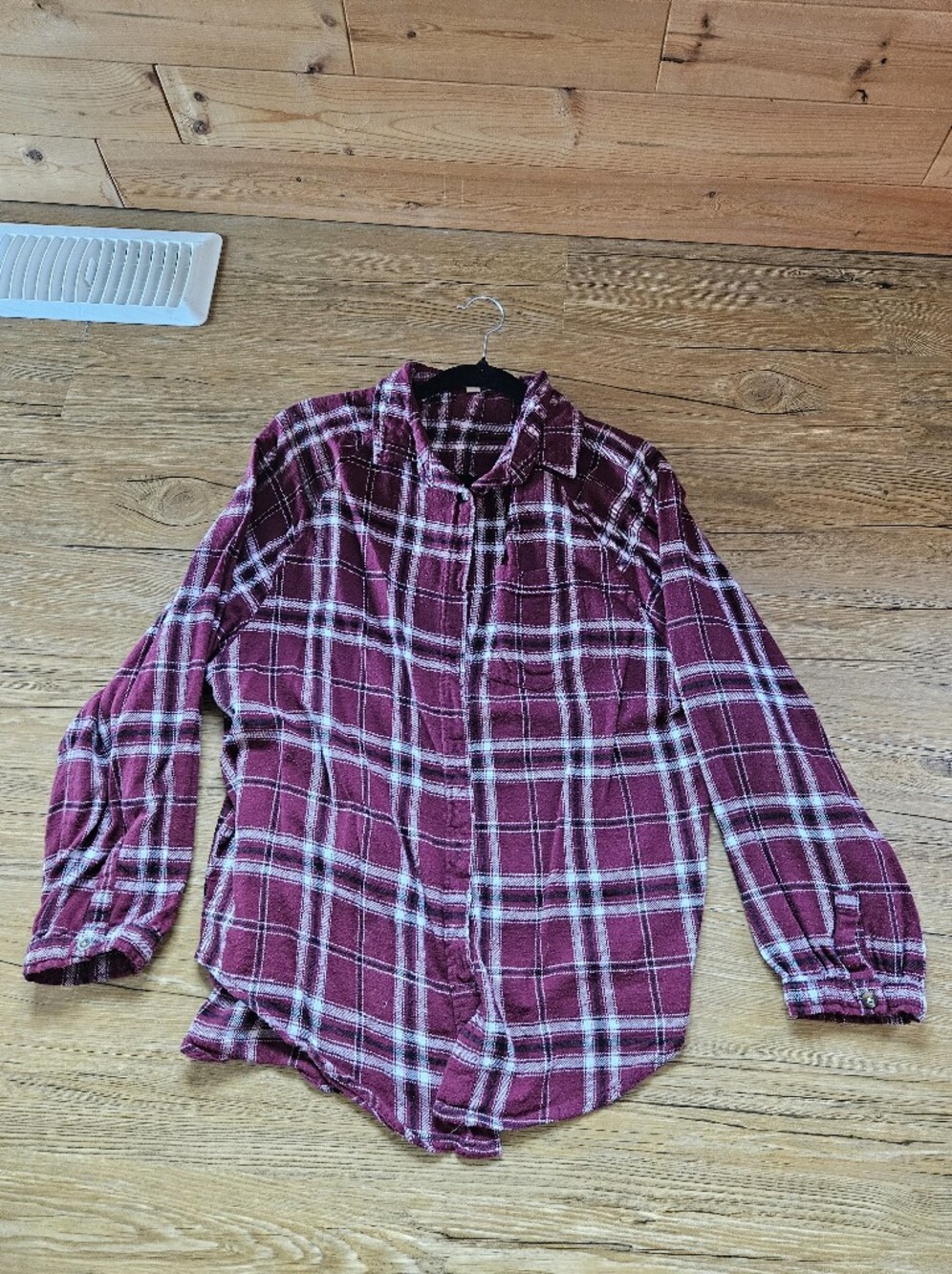Burgundy Plaid Button-Up Shirt